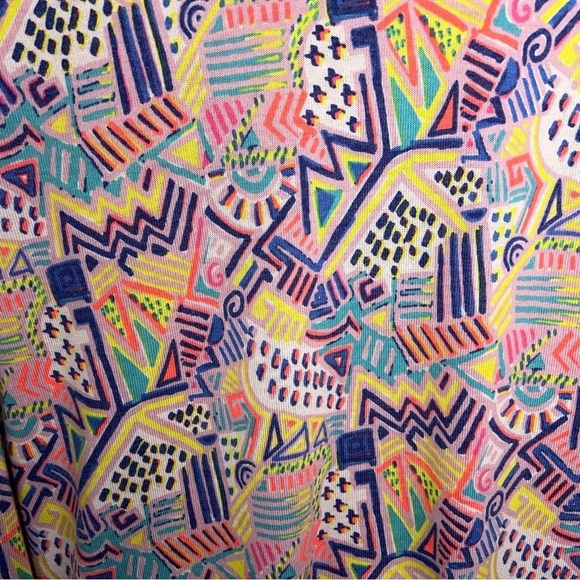 LARGE XHILIRATION COLORFUL GEOMETRIC PRINT LONG SLEEVE TOP GEOMETRICAL - Picture 10 of 12